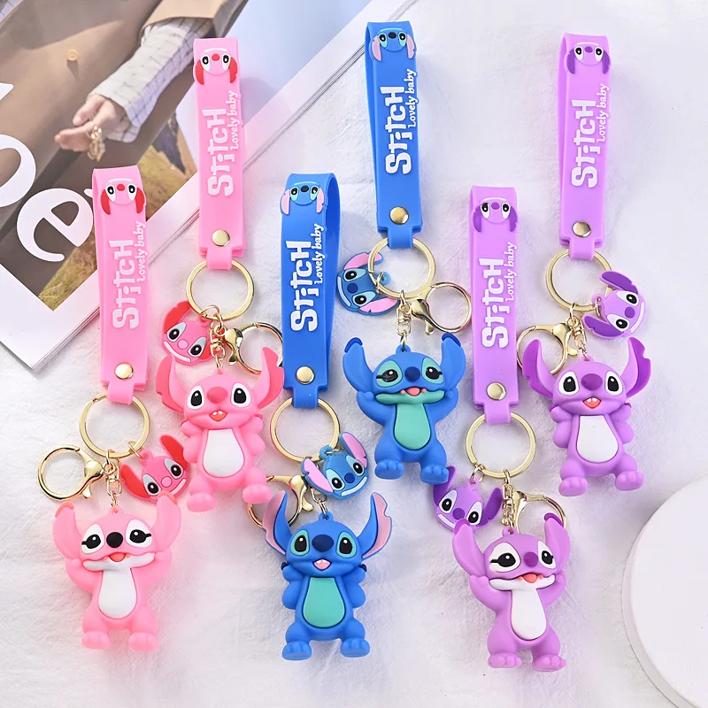 Disney Anime Stich Schlüsselanhänger Niedliche Figur Puppe Rucksack Anhänger Auto Schlüsselanhänger Zubehör Schultasche Anhänger Spielzeug Geschenk für Kinder 6