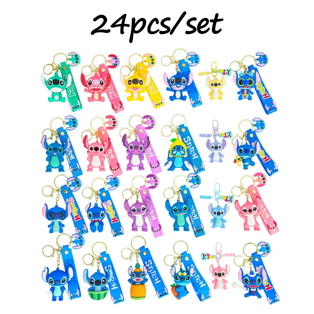 24-teiliges Kawaii Stitch-Figuren-Schlüsselanhänger-Set – süßer Sammlerschlüssel für Tasche, Schlüssel, Desktop-Dekoration, Auto-Ornamente, Weihnachtsgeschenk 2