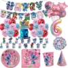 Rosa Stich Geburtstags feier Dekoration Papier Serviette Tischdecke Platte Ballon rosa Engel Thema Baby party Mädchen Party liefert