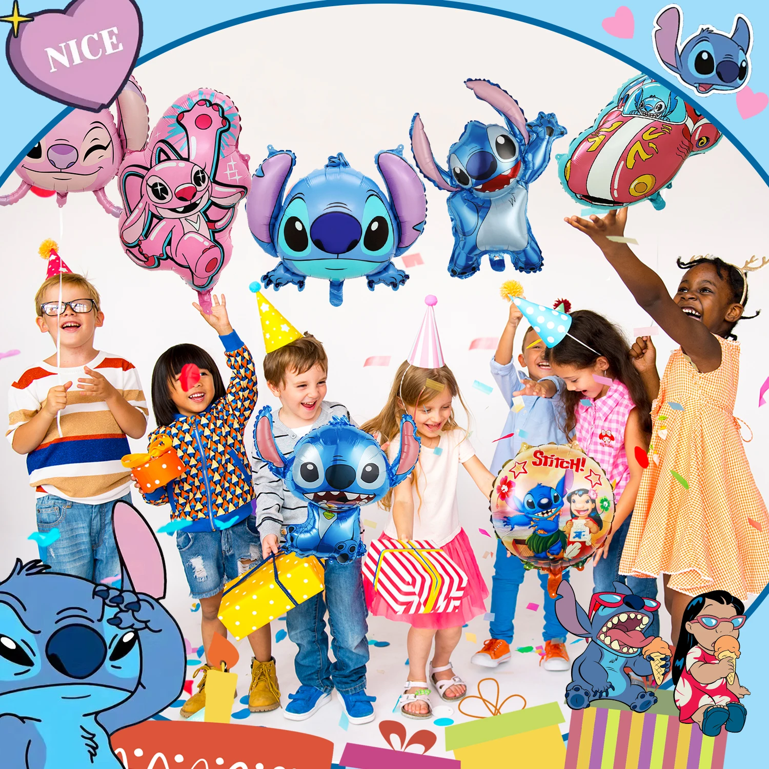 Stitch Party-Dekorationen, 8 Stück Stitch-Folienballons – Stitch Party-Folienballons und Lilo Angel-Folienballons für Stitch-Party 4