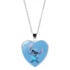 2025 Neuer Lilo und Stitch Herz-Schlüsselanhänger, schöner Engel, Schlüsselanhänger, Glaskuppel, Cabochon, Schmuck, Geschenke für Kinder 2