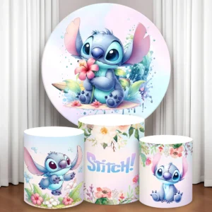 Stich Runde Zylinder Hintergrund Abdeckung Disney Thema Zylindrischen Kuchen Tisch Abdeckung Baby Dusche Geburtstag Party Foto Hintergrund