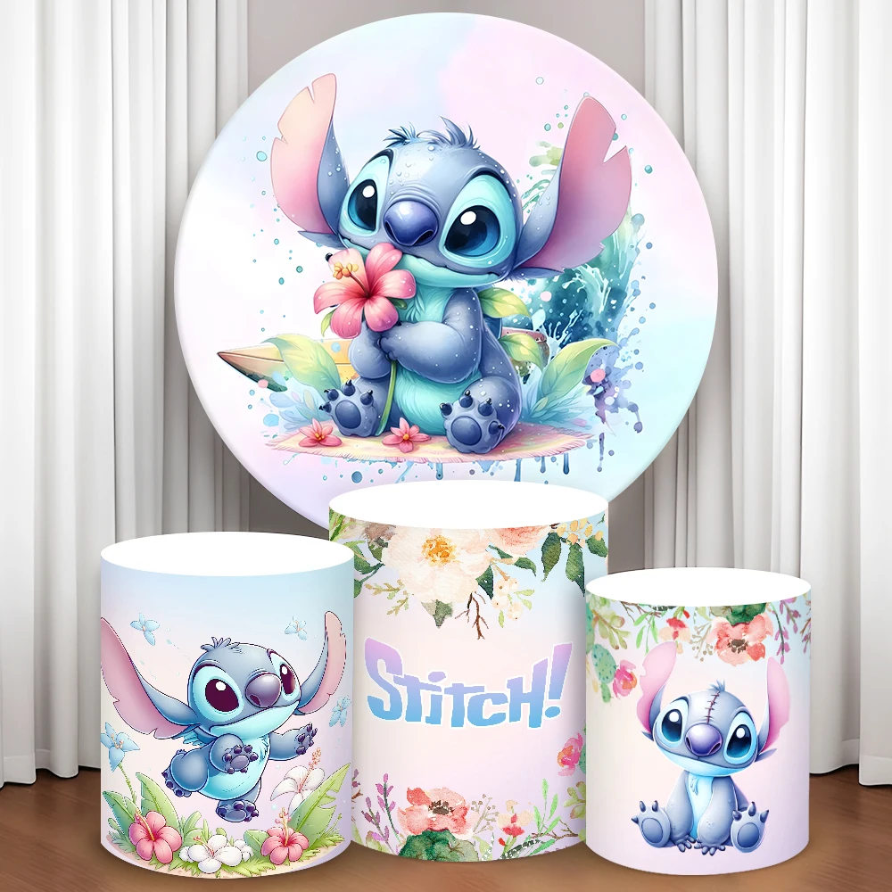 Stich Runde Zylinder Hintergrund Abdeckung Disney Thema Zylindrischen Kuchen Tisch Abdeckung Baby Dusche Geburtstag Party Foto Hintergrund