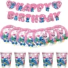 Lilo And Stitch Birthday Decoration Kit Pink Stitch Party Theme Tableware Plates Cups Napinks Tablecloth Supplies For Kids 6