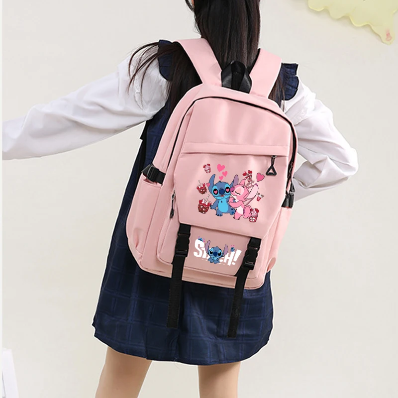 Stitch-Rucksack mit großem Fassungsvermögen, Cartoon-Preppy-Nylontasche, Einkaufstasche und Federmäppchen für den täglichen Pendelverkehr und den Schulanfang, auf Reisen 4
