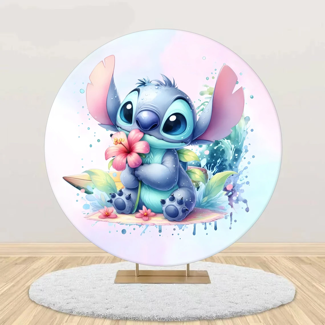 Stich Runde Zylinder Hintergrund Abdeckung Disney Thema Zylindrischen Kuchen Tisch Abdeckung Baby Dusche Geburtstag Party Foto Hintergrund 2