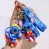 Cartoon Disney Lilo & Stitch Silikon Anhänger Schlüsselanhänger für Frauen Männer Fans Schöne Blau Lila Stich Engel Schlüsselanhänger Geschenk Großhandel