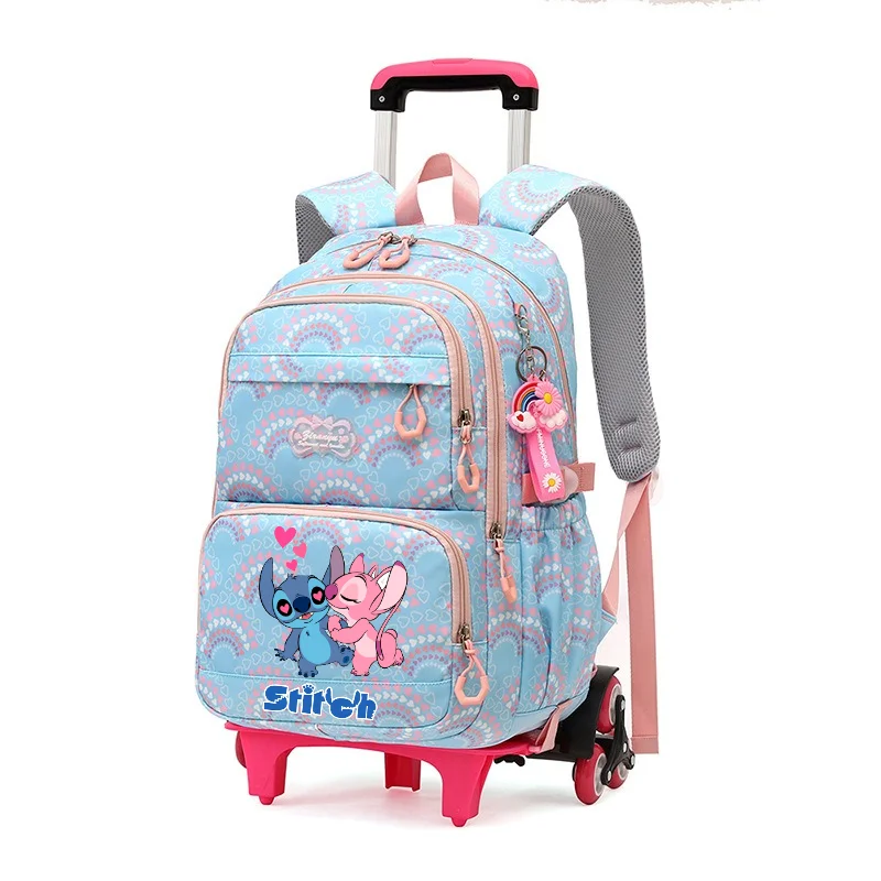 Großer Rucksack mit Stich, Anime-Motiv, bedruckt mit Rollen, Trolley-Schultasche, lässig, für Reisen, Pendeln, Rucksack für Frauen und Mädchen 6