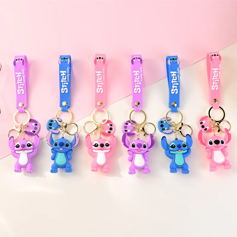 Disney Anime Stich Schlüsselanhänger Niedliche Figur Puppe Rucksack Anhänger Auto Schlüsselanhänger Zubehör Schultasche Anhänger Spielzeug Geschenk für Kinder