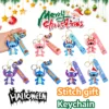 Weihnachts- und Halloween-Stich-Schlüsselanhänger, Disney-Feiertagsserie mit Weihnachtsmütze und Geschenk-PVC-Schlüsselanhänger, süßer Weihnachts-Schlüsselanhänger für die Taschendekoration