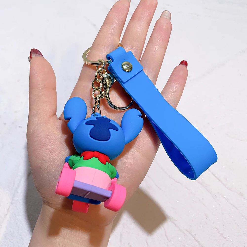 Cartoon Disney Lilo & Stitch Silikon Anhänger Schlüsselanhänger für Frauen Männer Fans Schöne Blau Lila Stich Engel Schlüsselanhänger Geschenk Großhandel 4