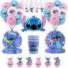 Lilo And Stitch Birthday Decoration Kit Pink Stitch Party Theme Tableware Plates Cups Napinks Tablecloth Supplies For Kids