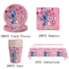 Lilo And Stitch Birthday Decoration Kit Pink Stitch Party Theme Tableware Plates Cups Napinks Tablecloth Supplies For Kids 5
