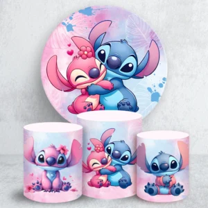 Disney Lilo & Stitch runder Zylinder-Hintergrund für Mädchen, Geburtstag, Partyzubehör, Babyparty, Fotohintergrund, Wanddekoration