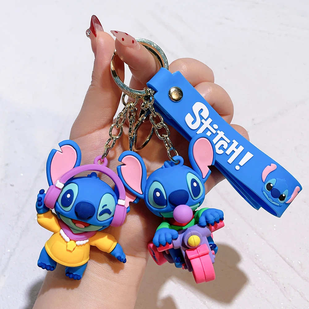 Cartoon Disney Lilo & Stitch Silikon Anhänger Schlüsselanhänger für Frauen Männer Fans Schöne Blau Lila Stich Engel Schlüsselanhänger Geschenk Großhandel 5
