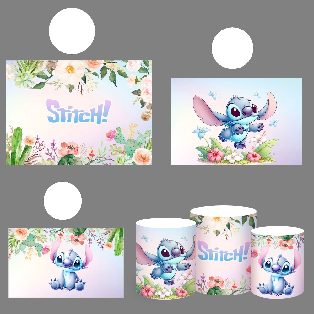 Stich Runde Zylinder Hintergrund Abdeckung Disney Thema Zylindrischen Kuchen Tisch Abdeckung Baby Dusche Geburtstag Party Foto Hintergrund 3
