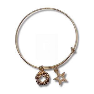 Goldenes Weihnachtsarmband mit Kranz & Stern