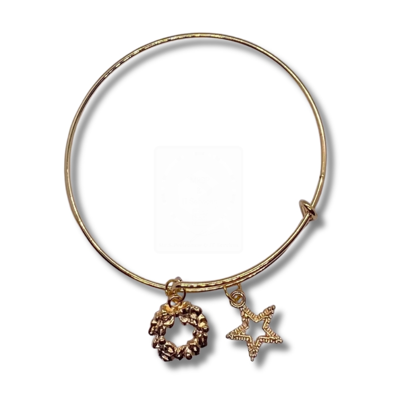 Goldenes Weihnachtsarmband mit Kranz & Stern