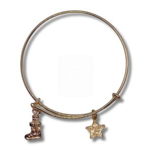 Goldenes Weihnachtsarmband mit Nikolausstiefel & Stern