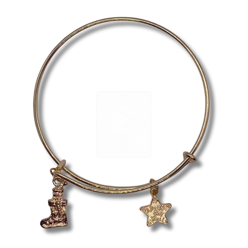 Goldenes Weihnachtsarmband mit Nikolausstiefel & Stern