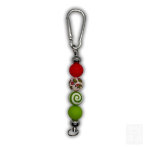 Weihnachtsanhänger mit Spiralperle – Rot-Grün – Handgemacht