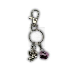 Edler Schlüsselanhänger mit Engel & violettem Kristallanhänger – Handgearbeitet