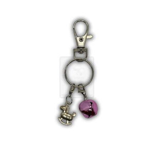 Nostalgischer Schlüsselanhänger mit Schaukelpferd & Glöckchen – Handgearbeitet