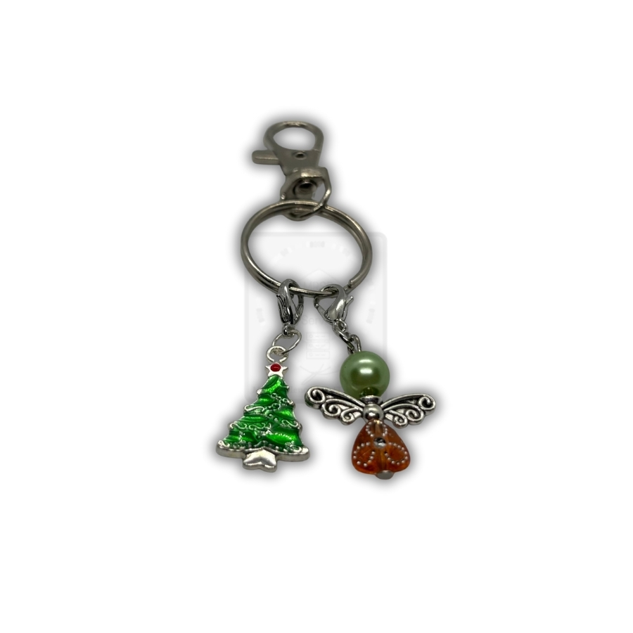 Schlüsselanhänger mit Weihnachtsbaum & Schutzengel – Handgefertigter Weihnachtsanhänger – Bild 2