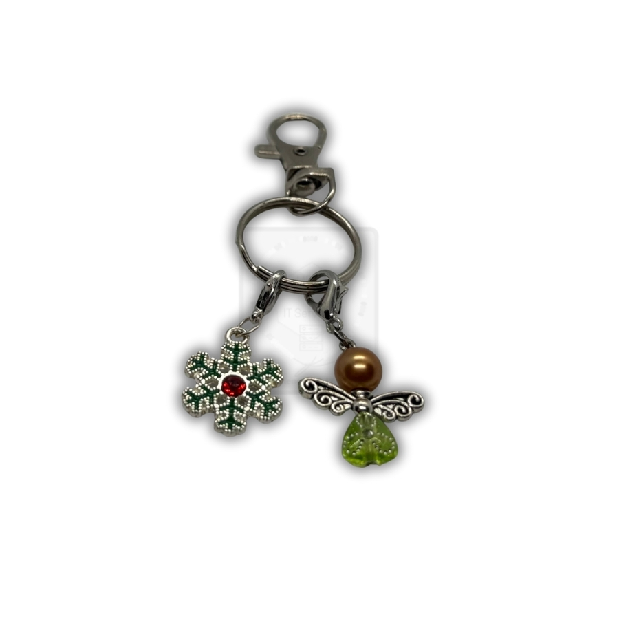 Schlüsselanhänger mit Schneeflocke & Schutzengel – Gold-Braun – Handgefertigt – Bild 2