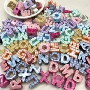 30/50/100 Stück/20 mm große Löcher Acryl Alphabet Buchstaben Perlen für DIY Telefon Kette Schlüsselanhänger Zubehör Materialien Lose Perlen