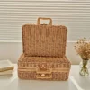 Vintage-Aufbewahrungskorb aus Rattan, gewebt, mit Griff, rechteckiger, stapelbarer Organizer für Picknicks, Heimdekoration, Wohnzimmer, Regalkörbe 4