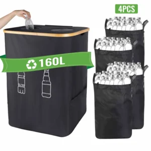 160 l Aufbewahrungskorb, faltbare Aufbewahrungstasche, Flaschensammler, 4 abnehmbare Handtaschen, wasserdicht, ölbeständig und fettbeständig