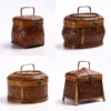 Bambus-Aufbewahrungsbox mit Deckel, handgefertigter Vintage-Stil, Teeservice-Aufbewahrung, chinesischer Stil, Heimschmuckkorb