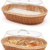 Eleganter Brotkorb mit Acrylabdeckung – langlebiges Obst- und Desserttablett für Küche, Picknick | Stilvolle Heimdarstellung