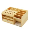 Multifunktionale Aufbewahrungsbox aus Holz, Schraubendreher, Pinzette, mehrere Fächer, Schreibtisch, stationär, kleine Stifte, Marker, Bürsten, Werkzeuge