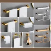 Spiegel Gold Badezimmer Zubehör Sets Wand Halterung Edelstahl Handtuch Bar Quadratischen Handtuch Ring Papier Halter Rose Gold Robe Haken 2