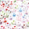 20 Stück/40 Stück/100 Stück zufällige Farbe fünfzackiger Stern Herz weiße Eimerperlen großes Loch Perlen Abacus Perlen Acrylperlen 13 mm 5