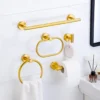 Badezimmer-Hardware-Set aus gebürstetem Gold, Handtuchhalter aus Edelstahl 304, Handtuchring, Toilettenpapierhalter, Kleiderhaken, Badezimmer-Zubehör 2