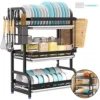 Geschirrtrocknen Rack 2/3-Tier Küche Organizer Geschirr Rack Drainboard Set Küche Zubehör Organisieren Arbeitsplatte Geschirr Lagerung