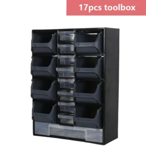 17-teiliger Werkzeugkasten mit mehreren Gittern zur Wandmontage und kombinierten Bausteinen für die Organisation von Schrauben und Komponenten