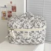 Mode Ins Schwarz Blume Frauen Quilten Taschen Handtasche Reise Veranstalter Kosmetik Make-Up Lagerung Beutel Tragbare Zipper Tote Tasche 5