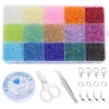 15 Farben schillernde Glasperlen 2/3/4mm Samen perlen Multi-Size-Spacer lose Reis perlen für Schmuck DIY Armband Halskette Ohrringe 5