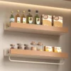 Küchenregal, Gewürzregal aus Holz, an der Wand montierte Gewürzflaschen- und Glaszubehör, Massivholzregal