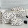 Mode Ins Schwarz Blume Frauen Quilten Taschen Handtasche Reise Veranstalter Kosmetik Make-Up Lagerung Beutel Tragbare Zipper Tote Tasche