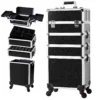 4-in-1 hoher Kosmetikkoffer, Make-up-Box, Make-up-Schönheitswagen auf Rädern, Make-up-Koffer, Organizer, Rollbox, Nageltechniker-Koffer