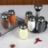 NEUE Einzelflasche Glasgefäß und Gewürzglas Set Rack Glas Gewürz Zucker Pfeffer Flaschen Salzstreuer Halter Küche Lagerregal 4