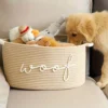 Woof Hundespielzeugkorb, gewebte Haustierkörbe, Aufbewahrungsbox mit langlebigen Griffen, Welpenbehälter, perfekt zum Organisieren von Hundespielzeug 5
