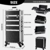 4-in-1 hoher Kosmetikkoffer, Make-up-Box, Make-up-Schönheitswagen auf Rädern, Make-up-Koffer, Organizer, Rollbox, Nageltechniker-Koffer 2