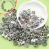 7/43 Stück verschiedene silbrige Perlen und Perlen sortierte, DIY-Armbänder, Halsketten, Ohrringe, Telefonketten, Geschenkdekorationszubehör