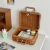 Vintage-Aufbewahrungskorb aus Rattan, gewebt, mit Griff, rechteckiger, stapelbarer Organizer für Picknicks, Heimdekoration, Wohnzimmer, Regalkörbe 2